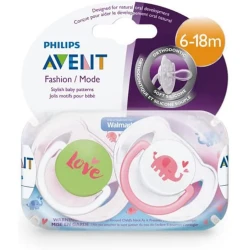 Avent Soothers Pink Elephant 2pk 6-18m Avent Soothers Pink Elephant 2pk 6-18m