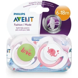 Avent Soothers Pink Elephant 2pk 6-18m Avent Soothers Pink Elephant 2pk 6-18m