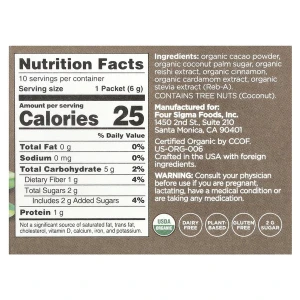 Four Sigma Foods Mushroom Hot Cacao With Reishi (10 sachets) Four Sigma Foods Mushroom Hot Cacao With Reishi (10 sachets)