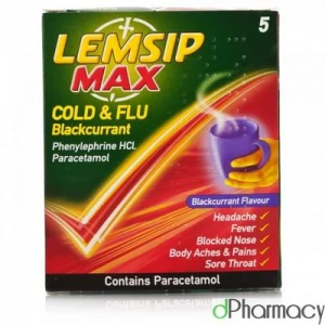 Lemsip Max Cold & Flu Blackcurrant 1000Mg (5 Sachets) Lemsip Max Cold & Flu Blackcurrant 1000Mg (5 Sachets)