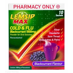 Lemsip Max Cold & Flu 1000Mg Blackcurrant 10 Sachet Lemsip Max Cold & Flu 1000Mg Blackcurrant 10 Sachet