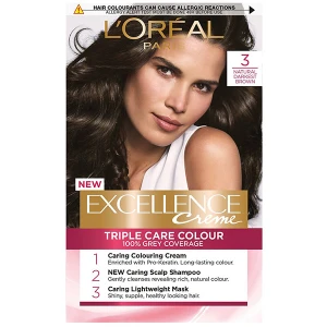 Loreal Excellence Crème Permanent Hair Colour 3 Natural Darkest Brown