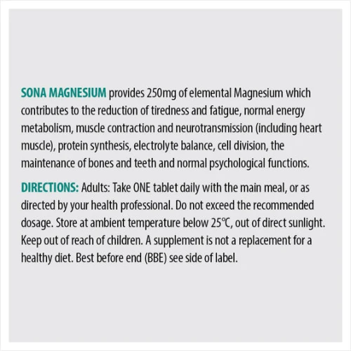 Sona Magnesium 250Mg 60 Tablets Sona Magnesium 250Mg 60 Tablets