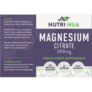 Nutri Nua Magnesium Citrate 200mg Vegan (60cap) Nutri Nua Magnesium Citrate 200mg Vegan (60cap)
