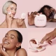 Four different skin tones showing Sculpted By Aimee Connolly Cream Cushion Foundation 