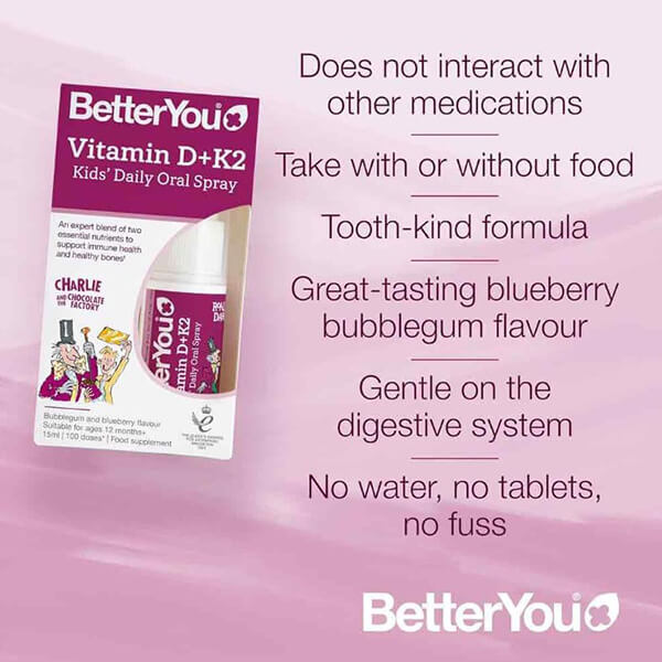BetterYou Vitamin D + K2 Kids Oral Spray 15ml BetterYou Vitamin D + K2 Kids Oral Spray 15ml
