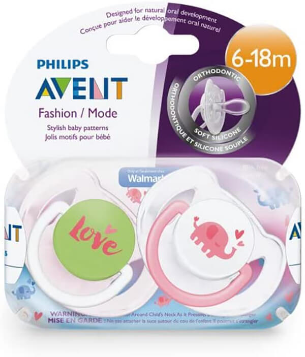 Avent Soothers Pink Elephant 2pk 6-18m