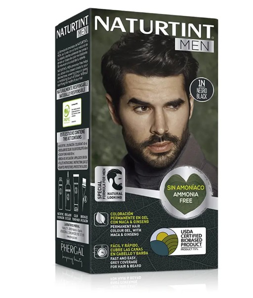 Naturtint Men Permanent Hair Colour Gel 1N Black (170 ml) Naturtint Men Permanent Hair Colour Gel 1N Black (170 ml)