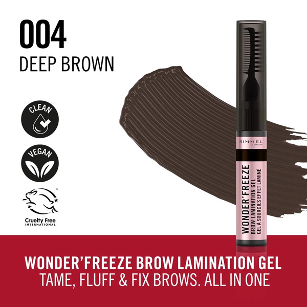 Rimmel Wonderfreeze Brow Lamination Gel 004 Deep Brown Rimmel Wonderfreeze Brow Lamination Gel 004 Deep Brown