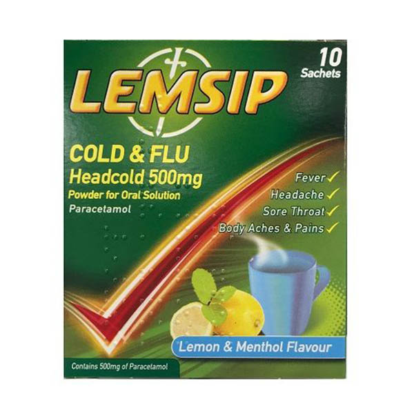Lemsip Cold & Flu Head Cold Lemon 10 Sachet