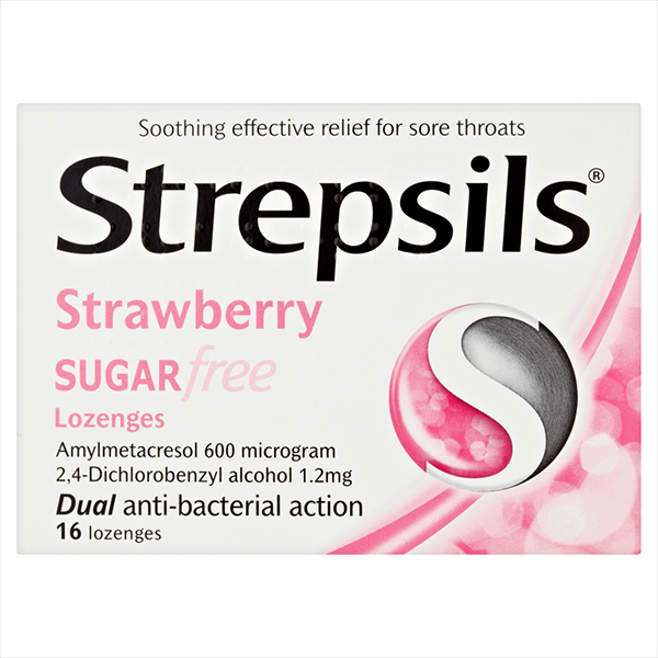 Strepsils Strawberry Sugar-Free Lozenges (16) Strepsils Strawberry Sugar-Free Lozenges (16)