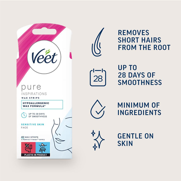 Veet Pure Cold Wax Strips Face Sensitive (20)