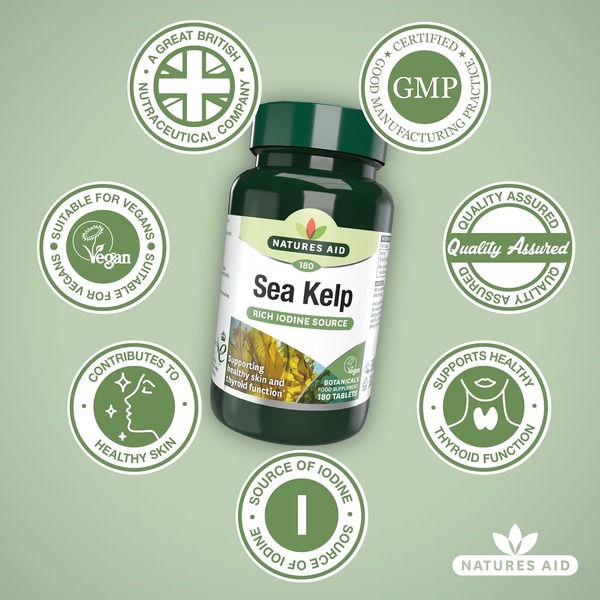 Natures Aid  Sea Kelp 187mg (Iodine) (180 tabs)