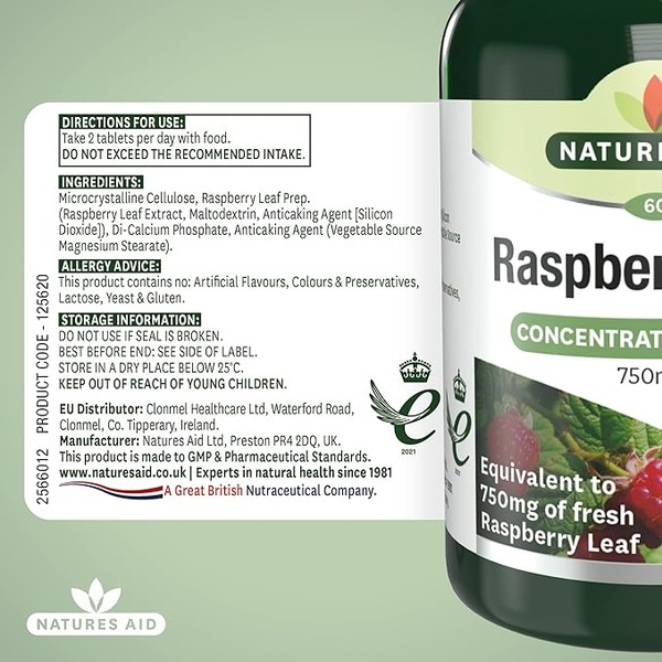 Natures Aid Raspberry Leaf 750mg (60tabs) Natures Aid Raspberry Leaf 750mg (60tabs)