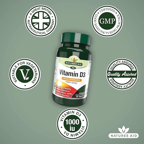 Natures Aid Vitamin D3 25mg 1000iu 90 Tabs