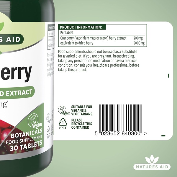 Natures Aid Cranberry 200mg (30tabs) Natures Aid Cranberry 200mg (30tabs)