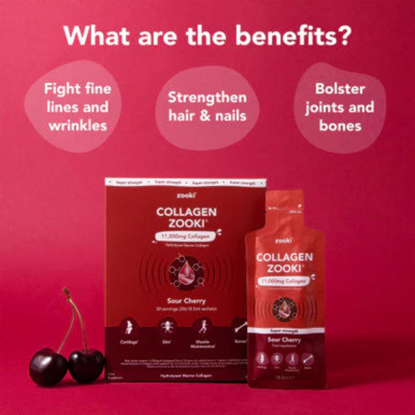 Zooki Super Strength Marine Collagen 11000mg Sour Cherry (30 Sachets)