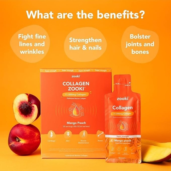 Zooki Super Strength Marine Collagen 11000mg Mango Peach (14 Sachets)