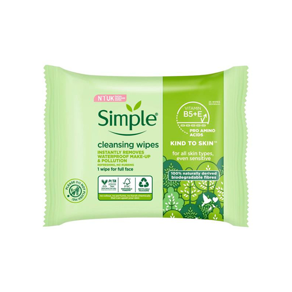 Simple Biodegradable Cleansing Wipes 25s Simple Biodegradable Cleansing Wipes 25s